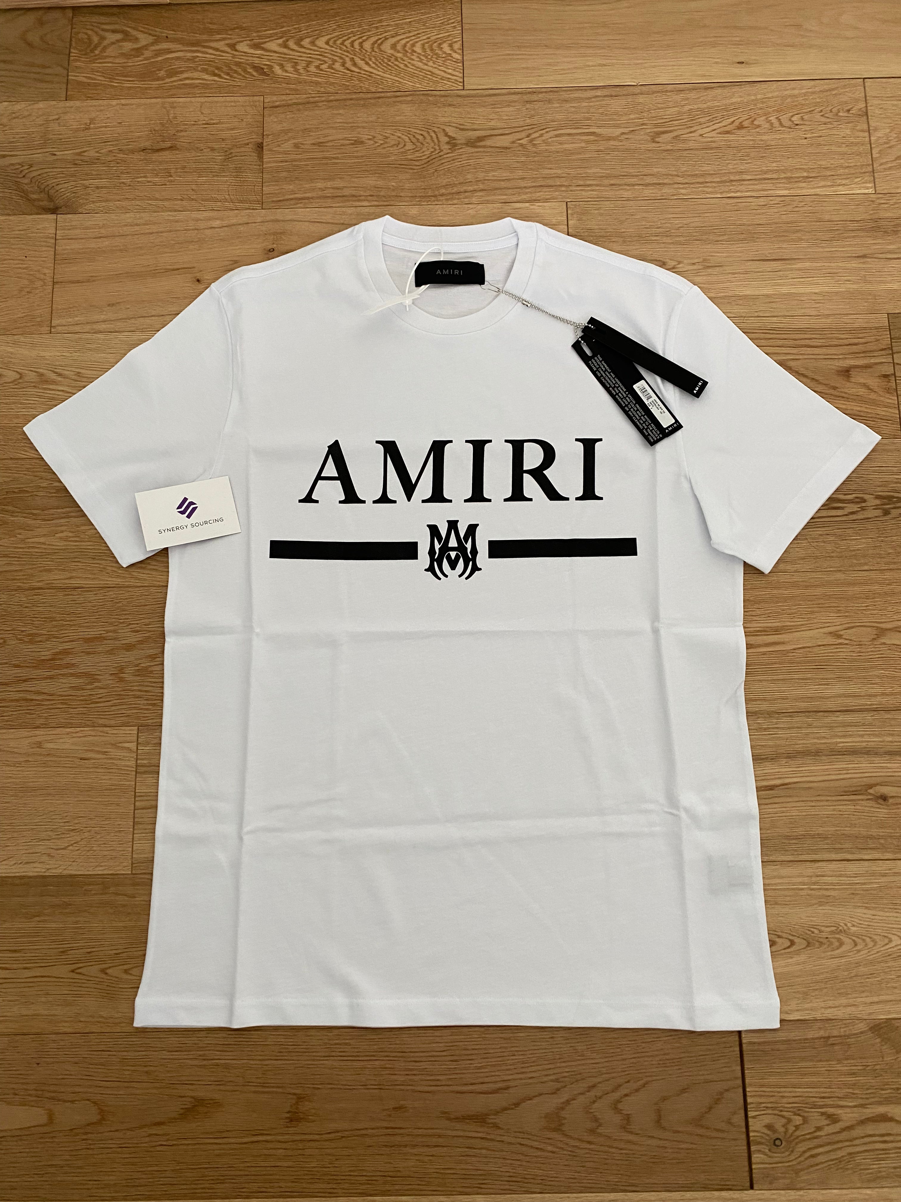 AMIRI Luxury T Shirt For Men Amiri Khaki White Logo T Shirt - Stylemyle